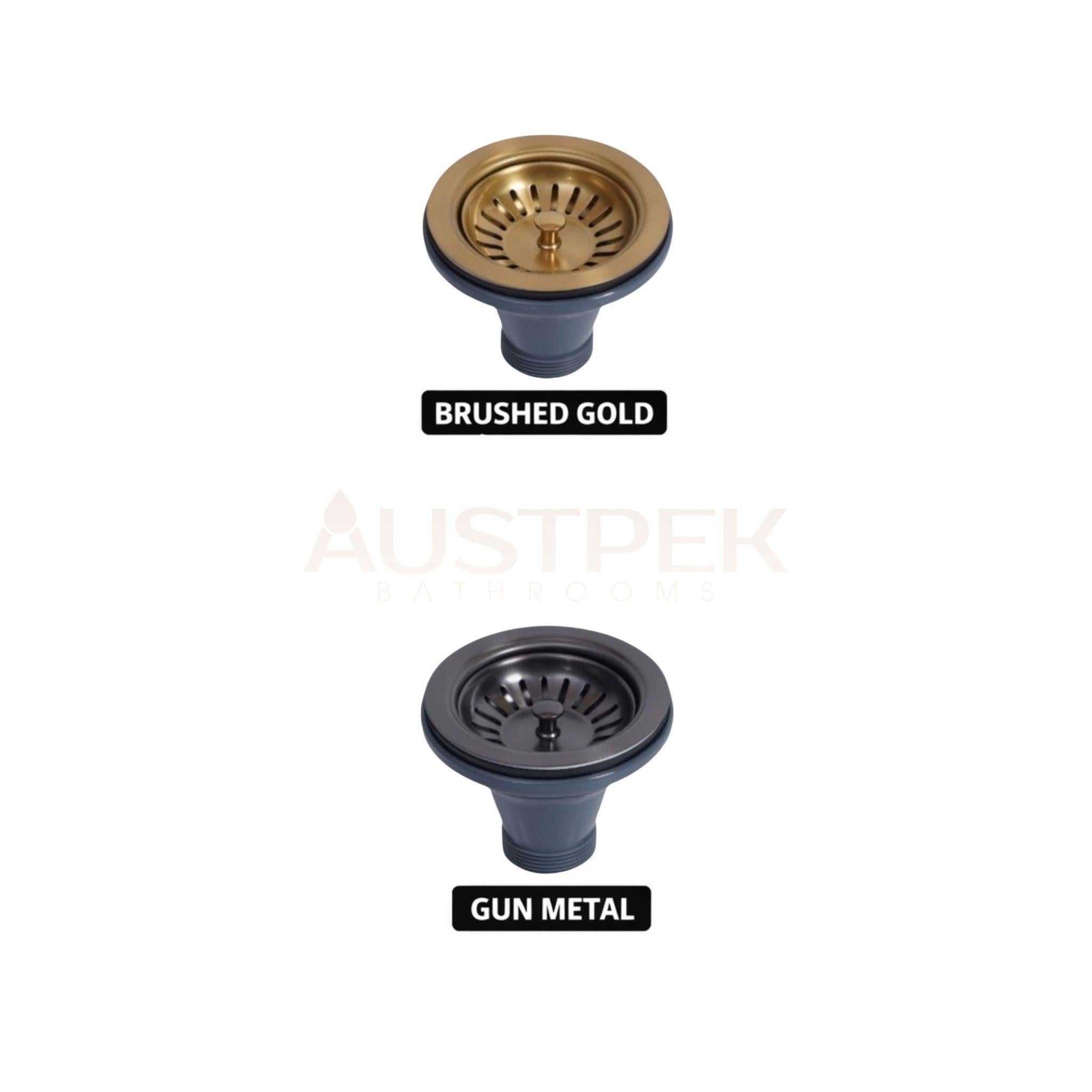 POSEIDON KITCHEN SINK STAINLESS STEEL BASKET WASTE GUN METAL