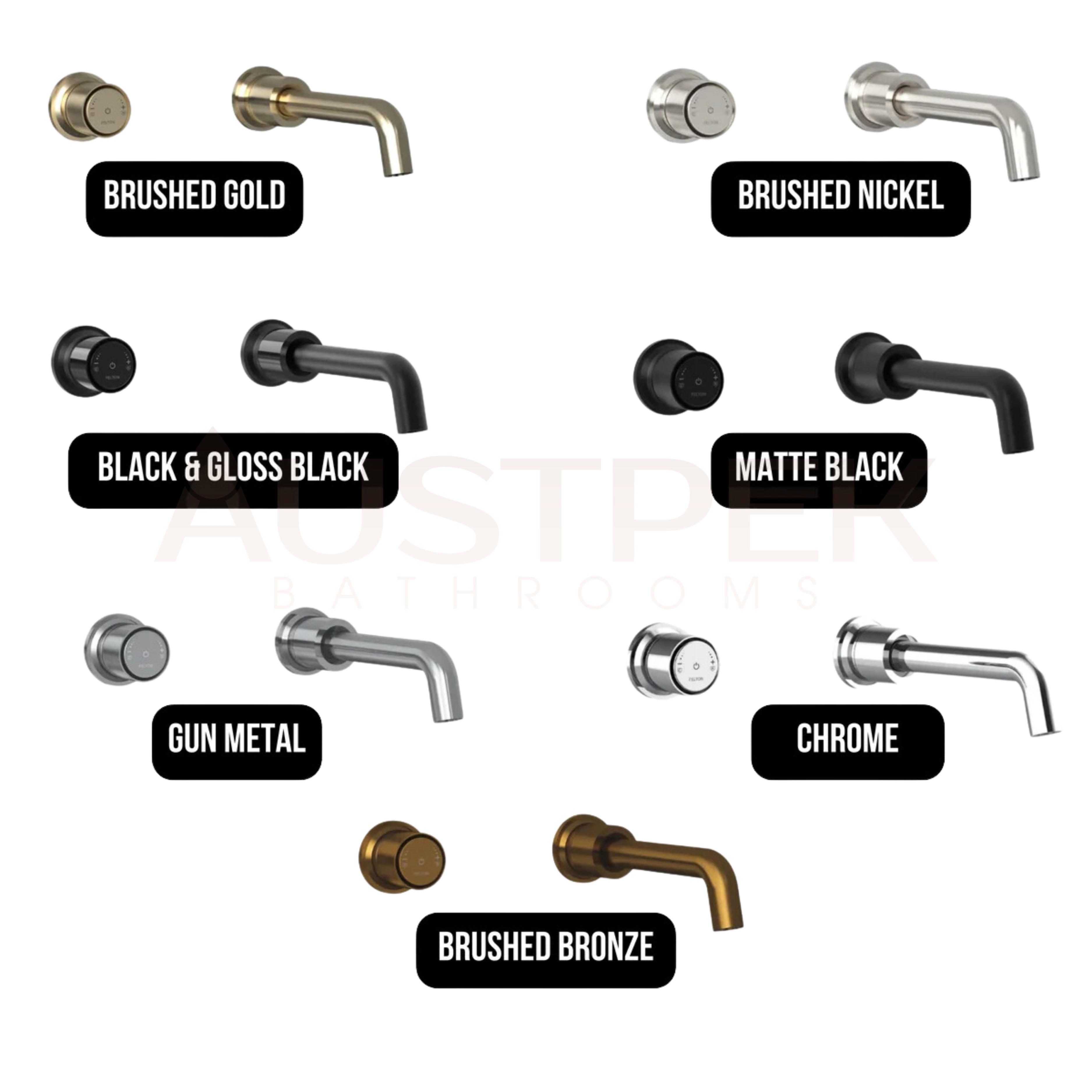 FELTON TATE DIGITAL WALL MOUNTED MIXER 180MM GUN METAL