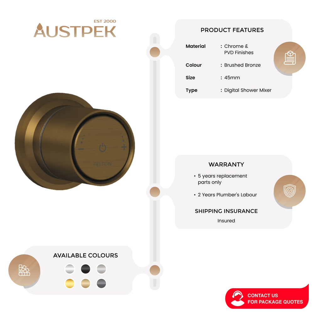 FELTON TATE SMARTFLOW DIGITAL SHOWER MIXER BRUSHED BRONZE