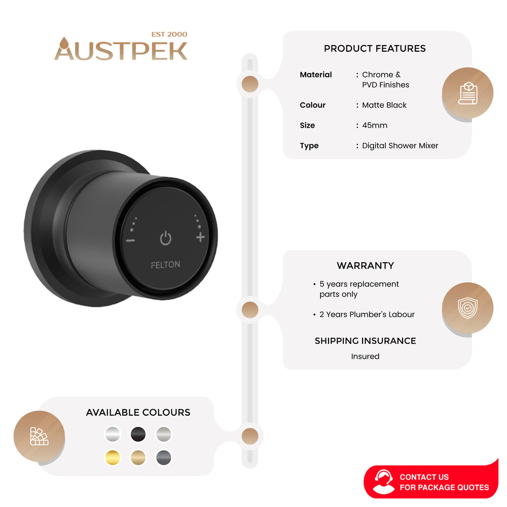 FELTON TATE SMARTFLOW DIGITAL SHOWER MIXER MATTE BLACK