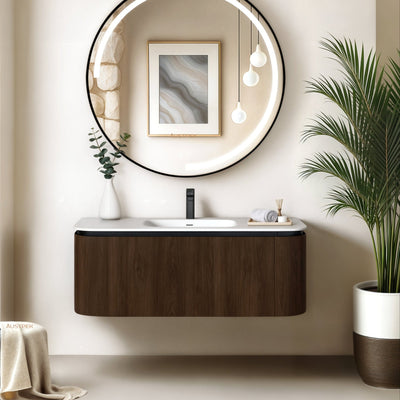 INFINITY FELIX WALNUT 1200MM SINGLE BOWL WALL HUNG VANITY