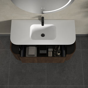 INFINITY FELIX WALNUT 1200MM SINGLE BOWL WALL HUNG VANITY