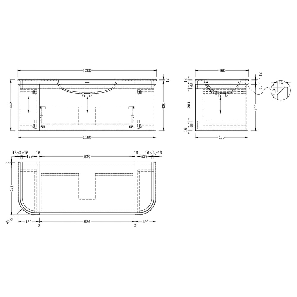 INFINITY FELIX WALNUT 1200MM SINGLE BOWL WALL HUNG VANITY