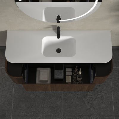 INFINITY FELIX WALNUT 1500MM SINGLE BOWL WALL HUNG VANITY