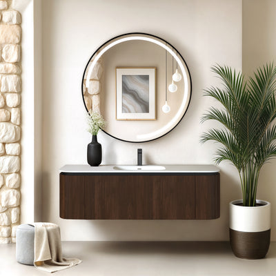 INFINITY FELIX WALNUT 1500MM SINGLE BOWL WALL HUNG VANITY