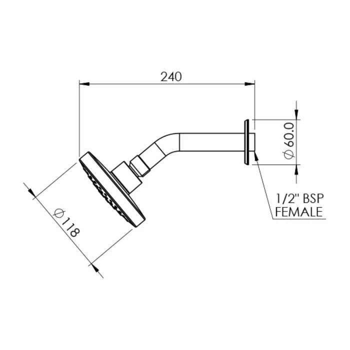 FELTON ELLA SHOWER ROSE 118MM CHROME