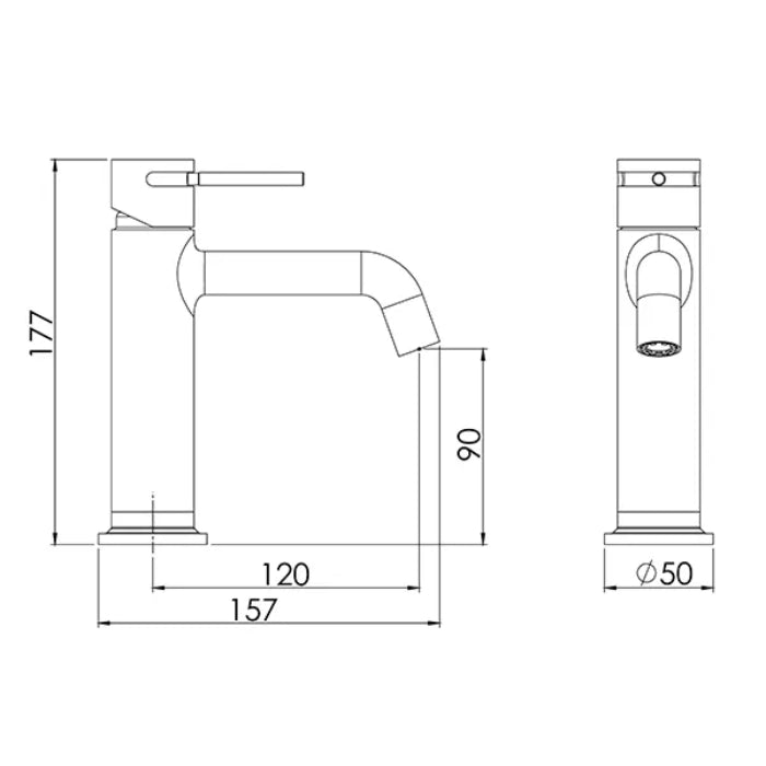 FELTON TATE BASIN MIXER 177MM BRUSHED BRONZE AND BLACK