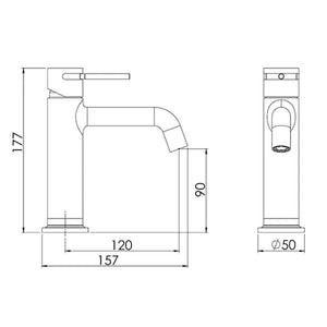 FELTON TATE BASIN MIXER 177MM BRUSHED BRONZE AND BLACK