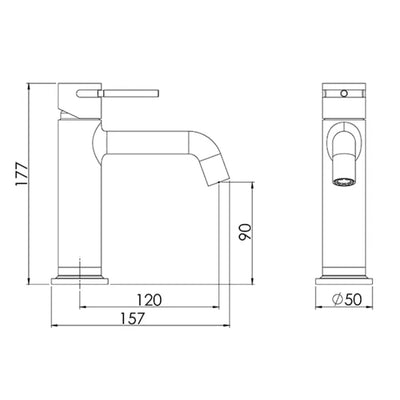 FELTON TATE BASIN MIXER 177MM BRUSHED BRONZE AND BLACK