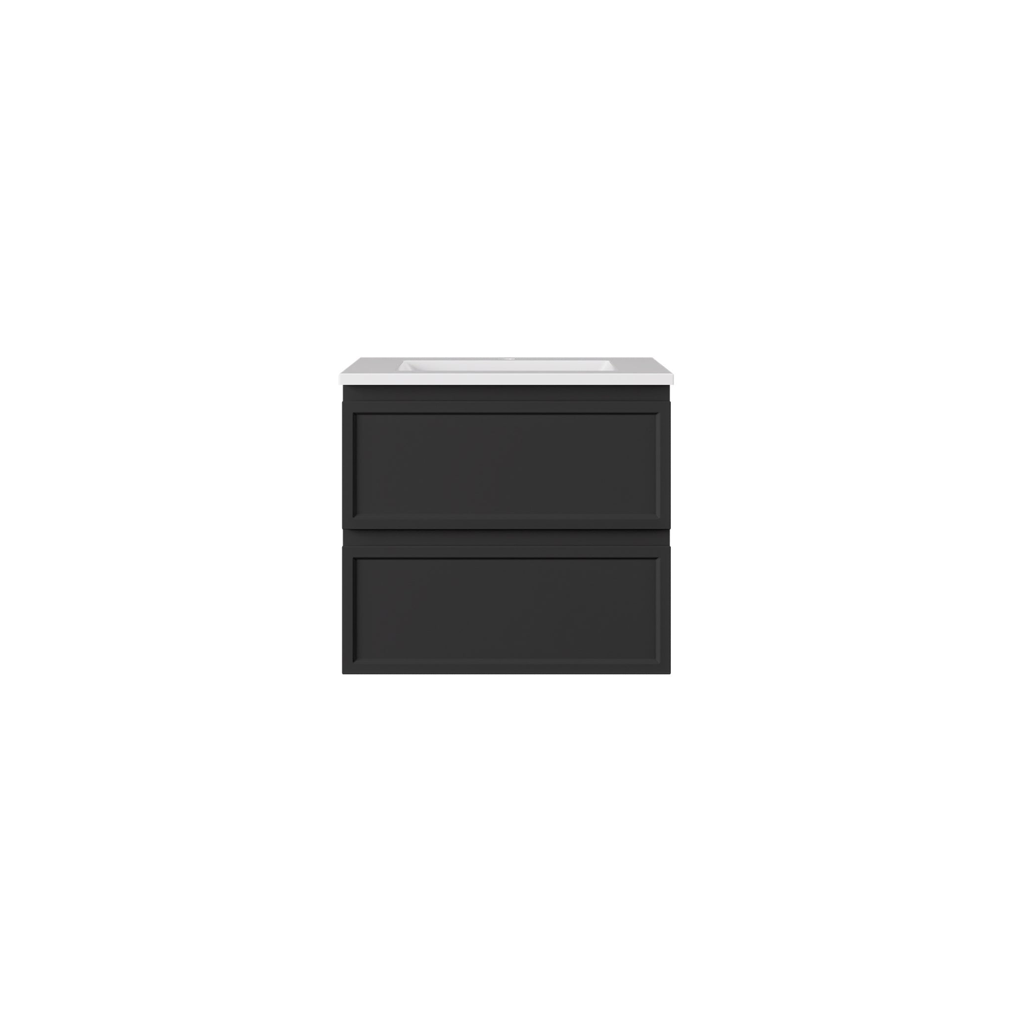 LUKKA HAMILTON MATTE BLACK 600MM SINGLE BOWL WALL HUNG VANITY