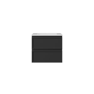 LUKKA HAMILTON MATTE BLACK 600MM SINGLE BOWL WALL HUNG VANITY