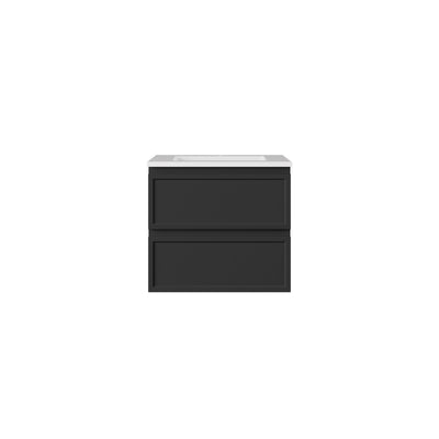 LUKKA HAMILTON MATTE BLACK 600MM SINGLE BOWL WALL HUNG VANITY