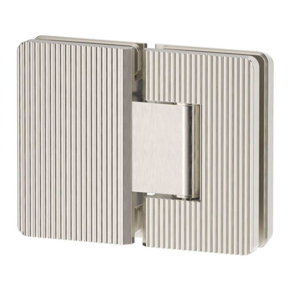 BELLA VISTA GLASS-TO-GLASS FLUTED SHOWER SCREEN HINGE BRUSHED NICKEL