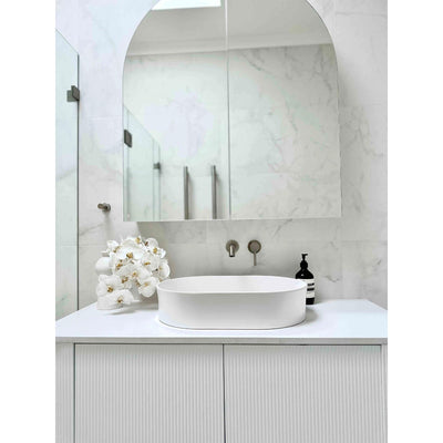 TURNER HASTINGS FINO OVAL ABOVE COUNTER FIRECLAY BASIN MATTE WHITE 549MM