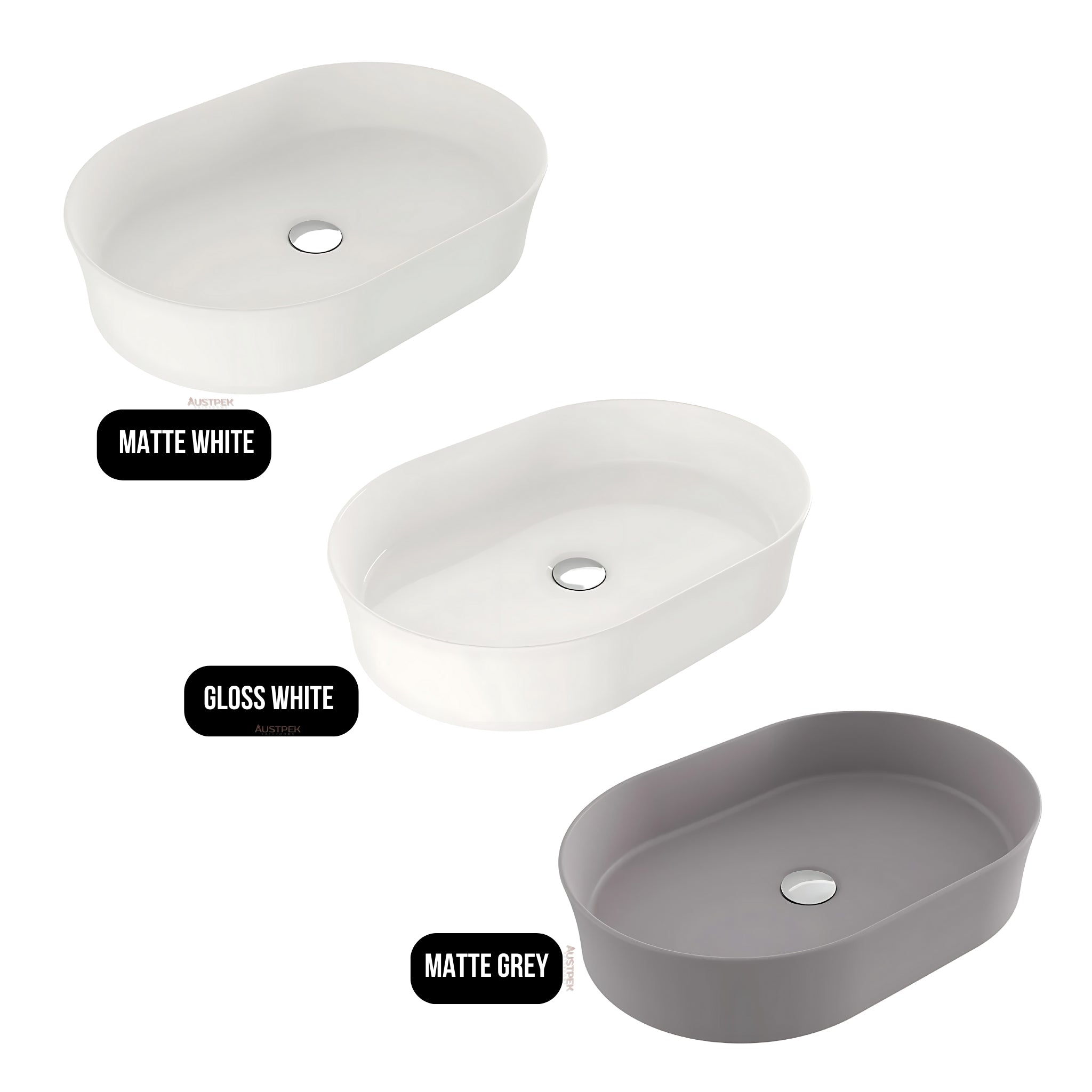 TURNER HASTINGS FINO OVAL ABOVE COUNTER FIRECLAY BASIN MATTE GREY 549MM