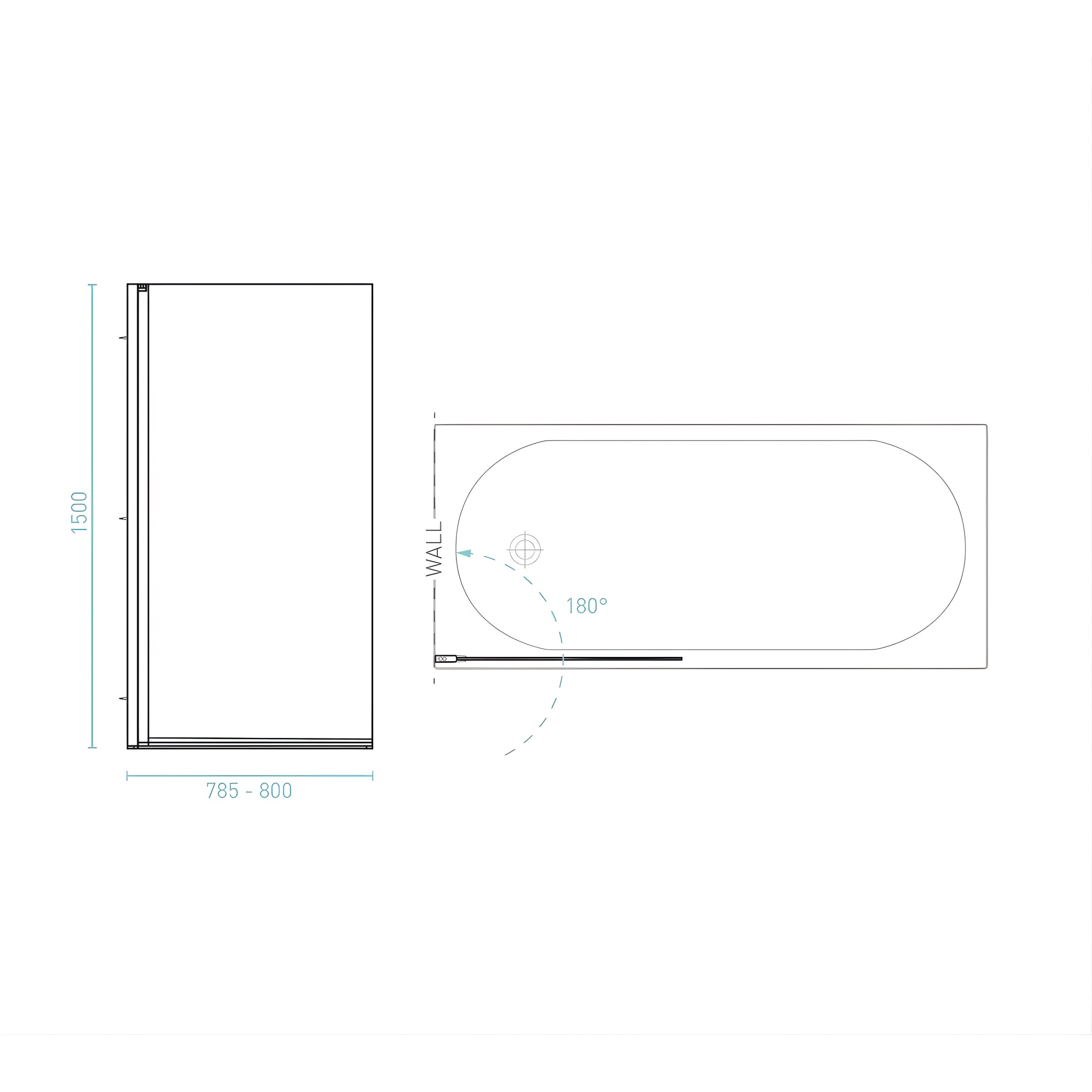 DECINA FITZROY FRAMELESS PIVOT PANEL BATH SHOWER SCREEN MATTE BLACK