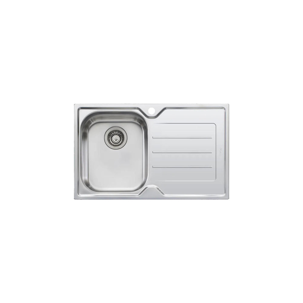 OLIVERI FLINDERS SINGLE BOWL TOPMOUNT KITCHEN SINK WITH DRAINER STAINLESS STEEL 770MM