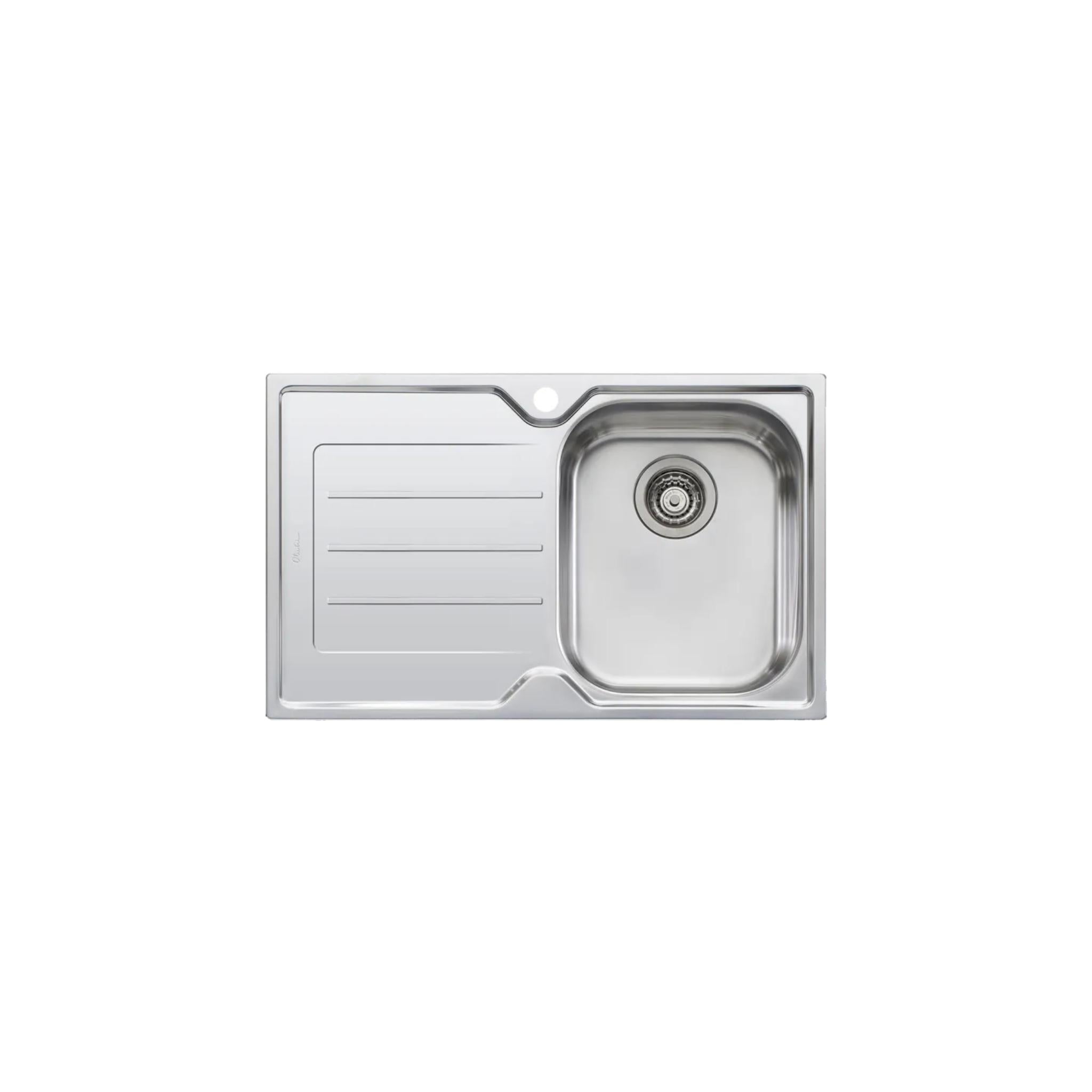 OLIVERI FLINDERS SINGLE BOWL TOPMOUNT KITCHEN SINK WITH DRAINER STAINLESS STEEL 770MM