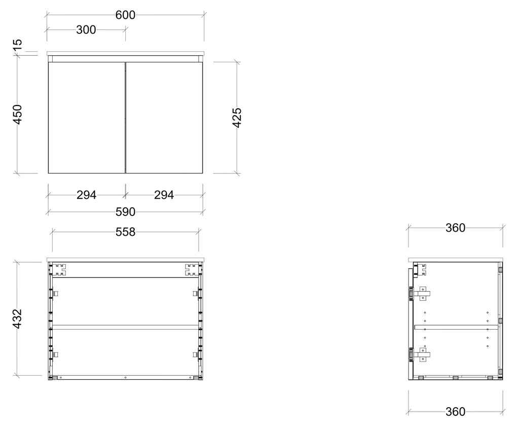 TIMBERLINE FLORIDA ENSUITE SPACE SAVING SINGLE BOWL CUSTOM WALL HUNG
