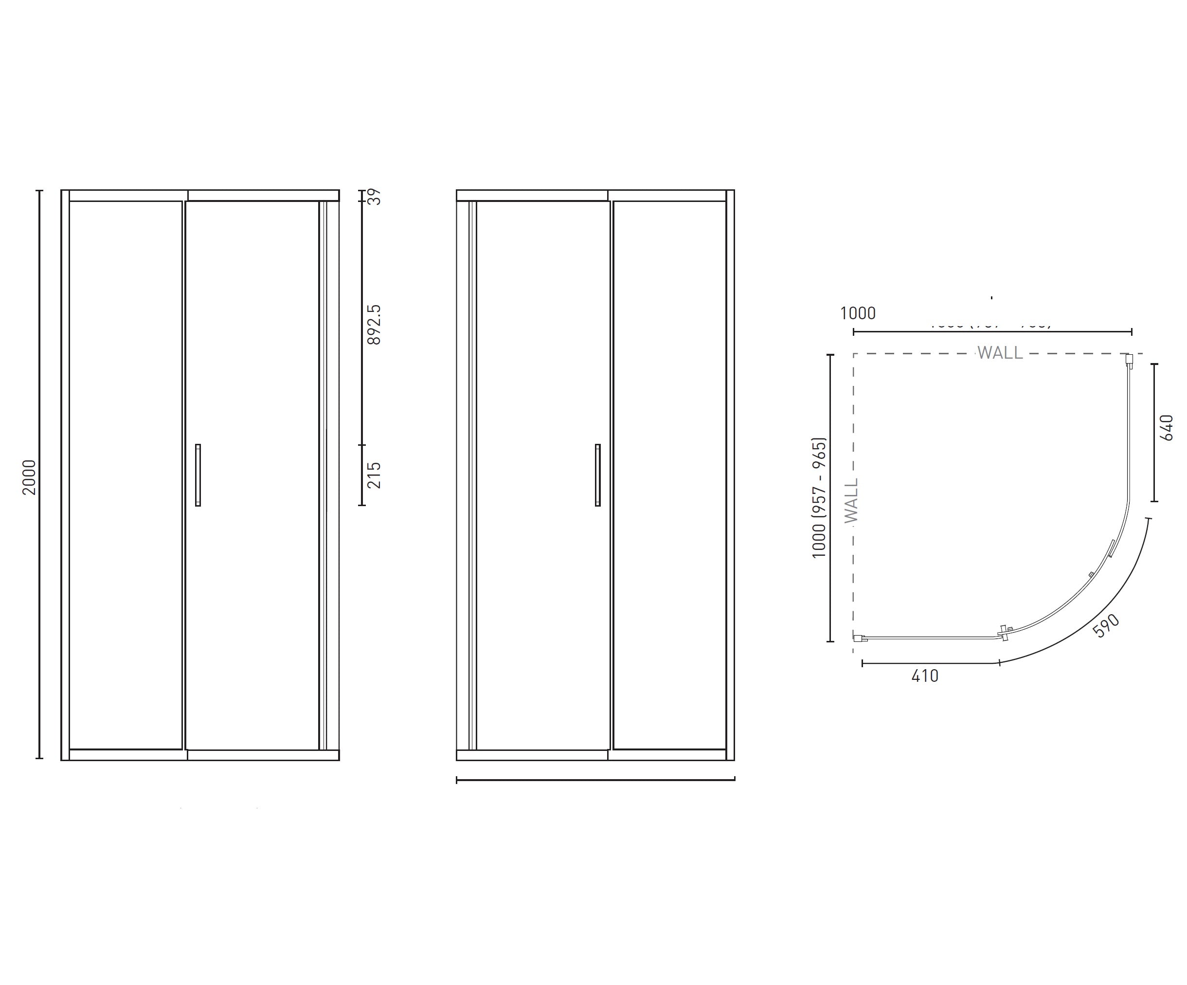 DECINA FLORIANO FRAMED CURVED SLIDING SHOWER SCREEN CHROME