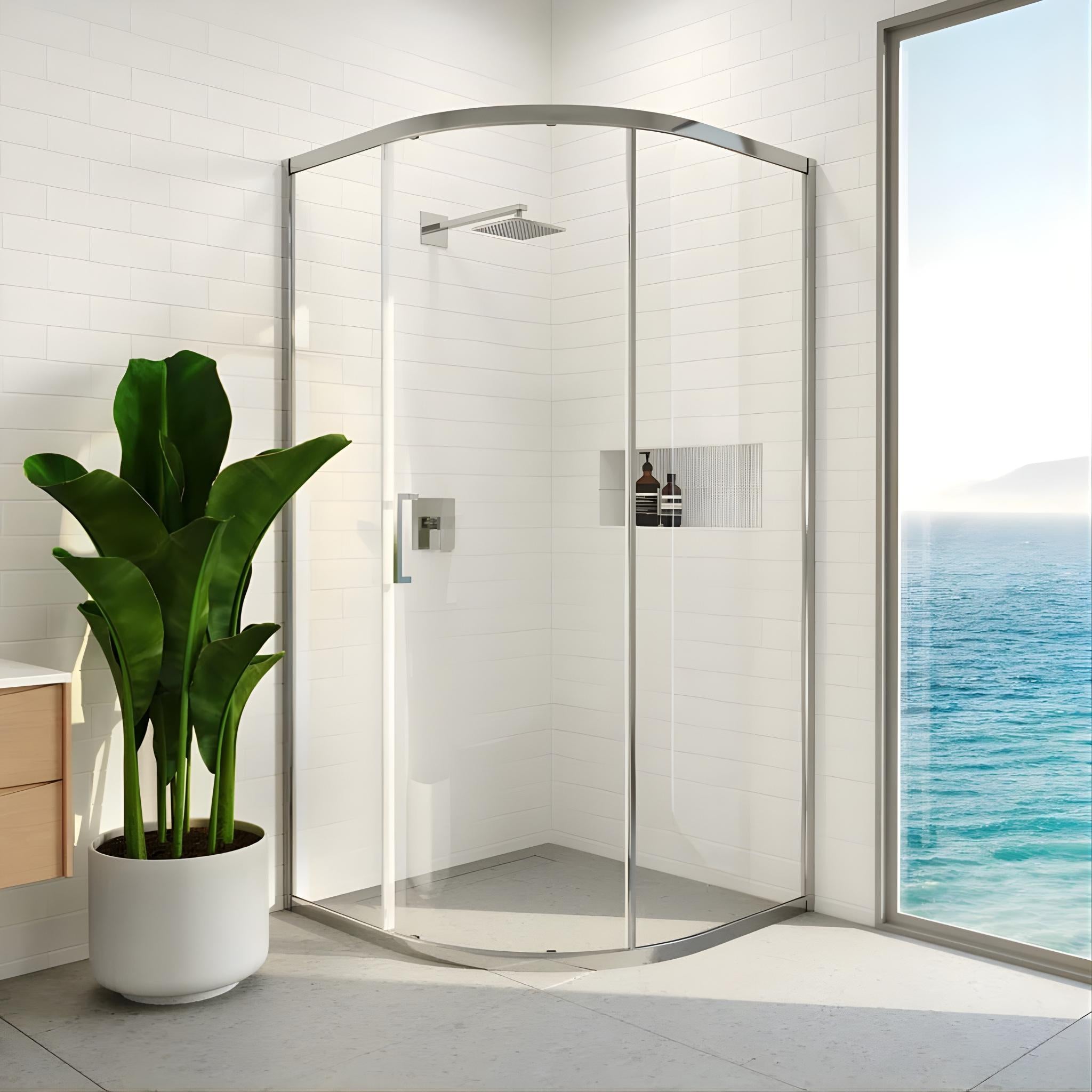 DECINA FLORIANO FRAMED CURVED SLIDING SHOWER SCREEN CHROME