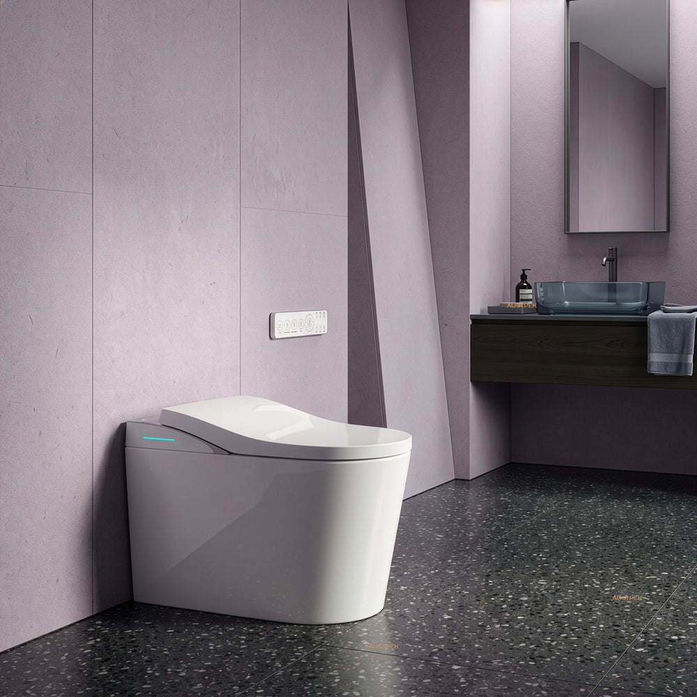 FLUVA K1 INTELLIGENT TOILET W/ AUTOFLUSH REMOTE CONTROLLED BIDET GLOSS WHITE
