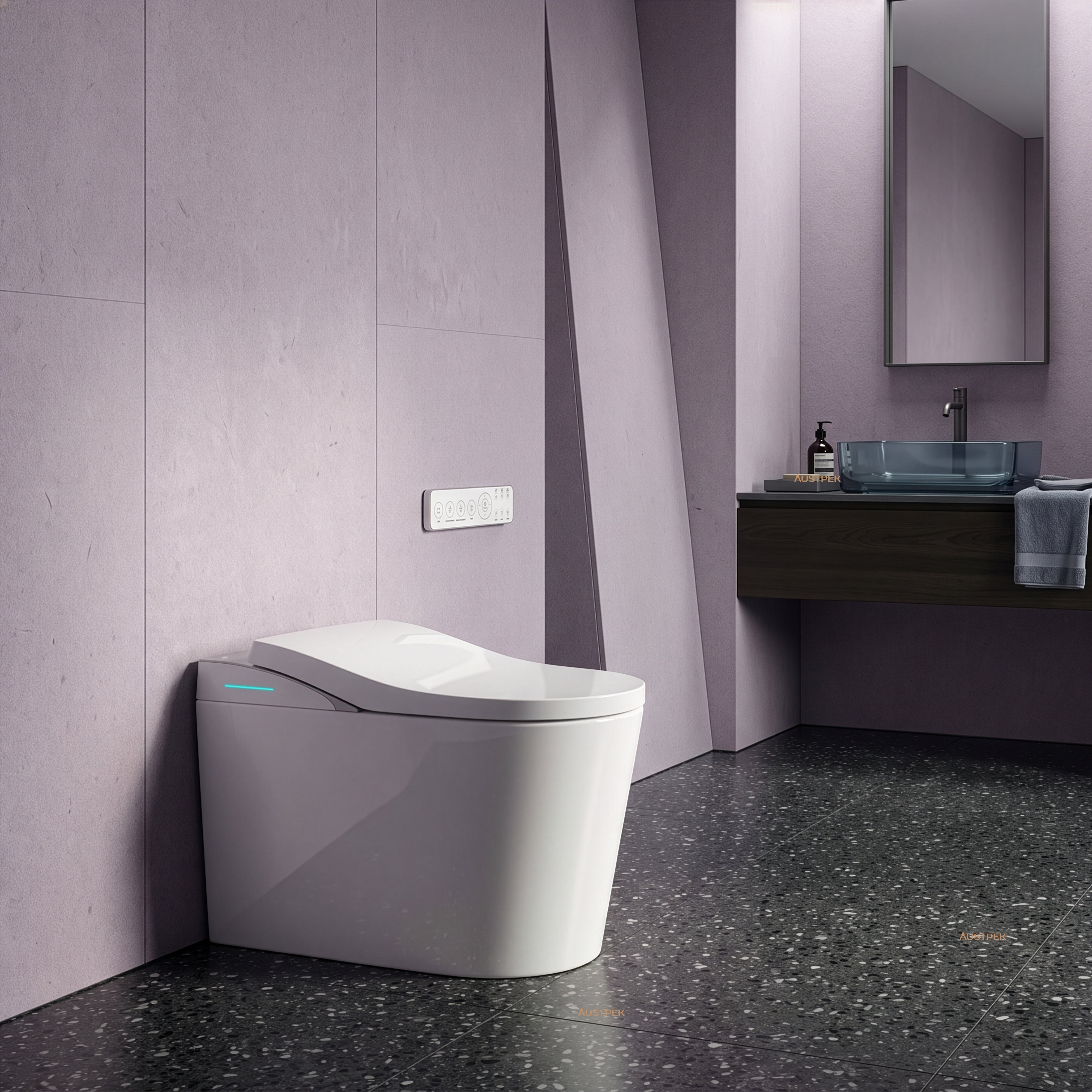 FLUVA K1 INTELLIGENT TOILET W/ AUTOFLUSH REMOTE CONTROLLED BIDET GLOSS WHITE