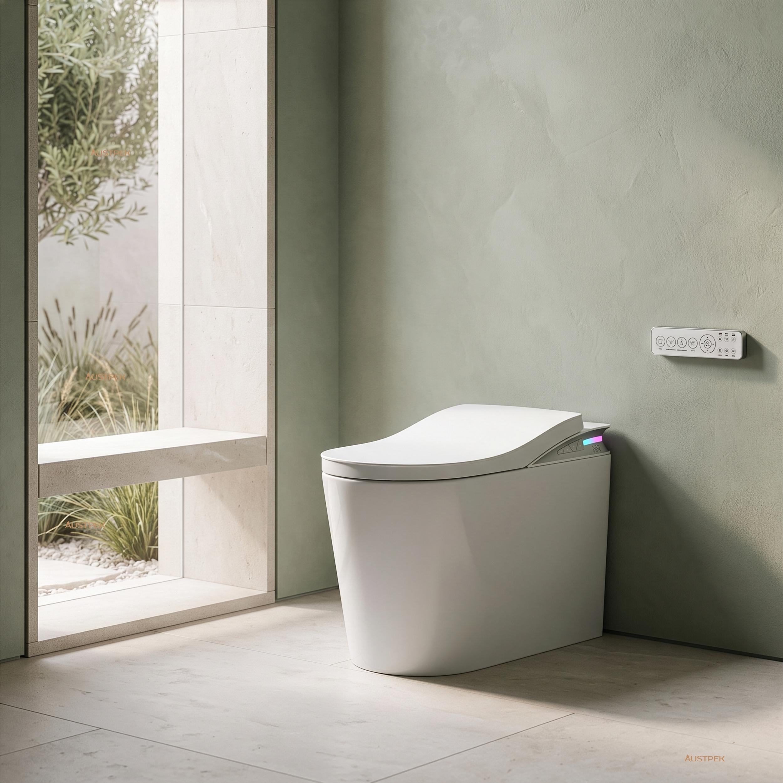 FLUVA K2 INTELLIGENT TOILET W/ AUTOFLUSH REMOTE CONTROLLED BIDET GLOSS WHITE