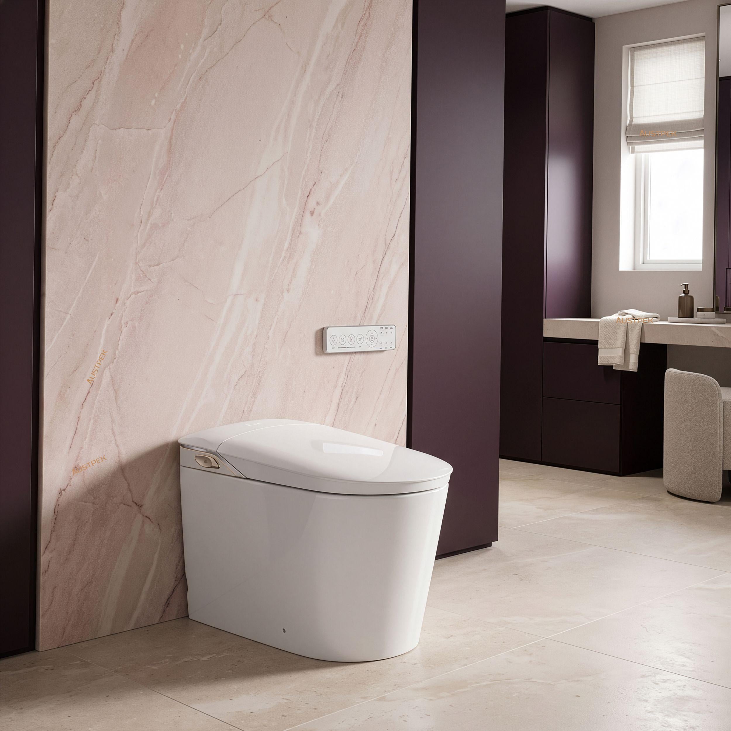 FLUVA U6 INTELLIGENT TOILET W/ AUTOFLUSH REMOTE CONTROLLED BIDET GLOSS WHITE