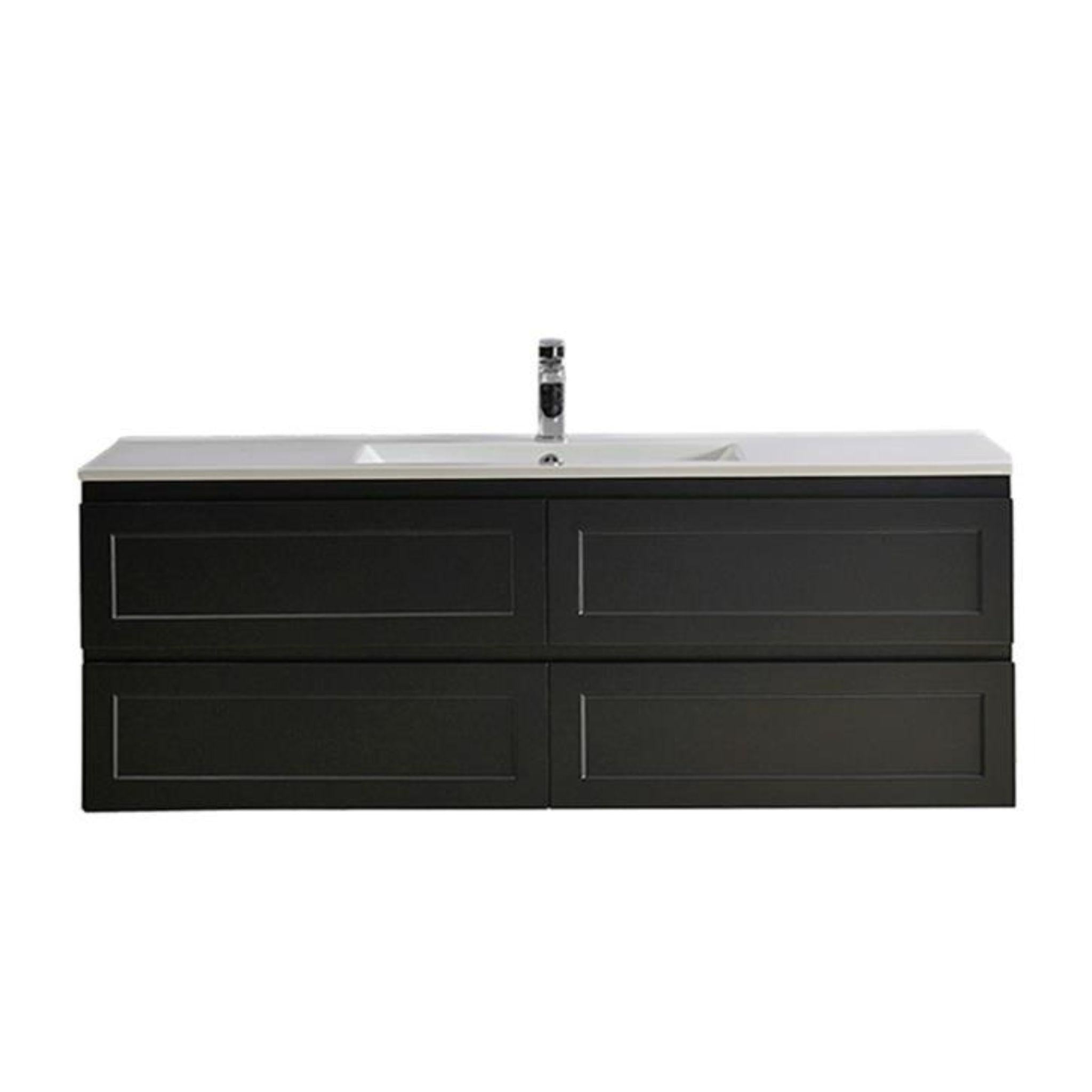 CETO FREMANTLE MATTE BLACK 1500MM SINGLE BOWL WALL HUNG VANITY