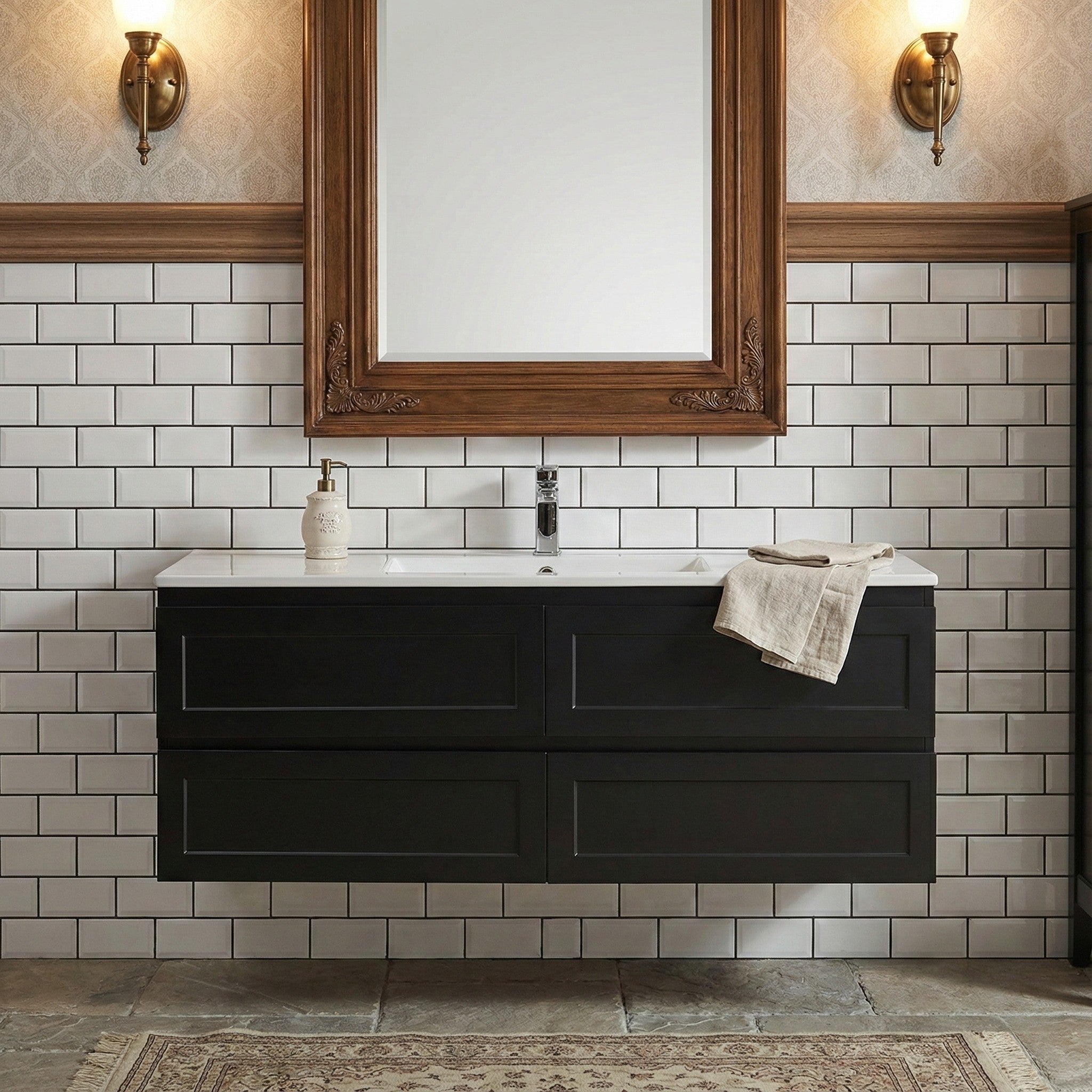 CETO FREMANTLE MATTE BLACK 1500MM SINGLE BOWL WALL HUNG VANITY