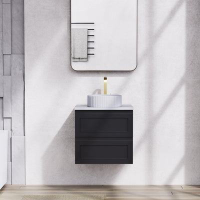 CETO FREMANTLE MATTE BLACK 600MM SINGLE BOWL WALL HUNG VANITY