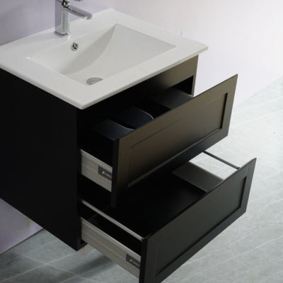 CETO FREMANTLE MATTE BLACK 600MM SINGLE BOWL WALL HUNG VANITY