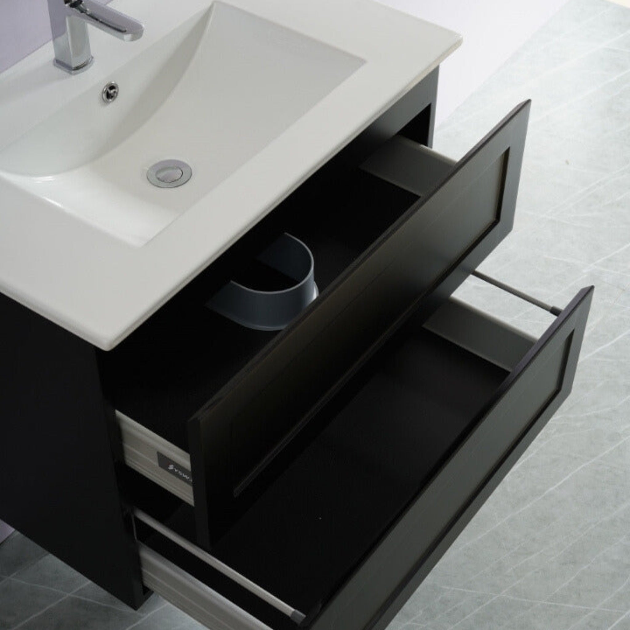 CETO FREMANTLE MATTE BLACK 750MM SINGLE BOWL WALL HUNG VANITY