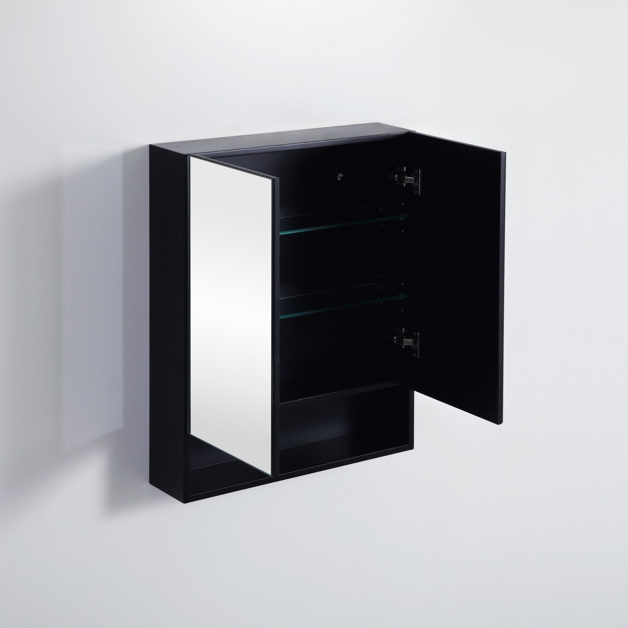 CETO FREMANTLE BLACK SHAVING CABINET 600MM X 750MM