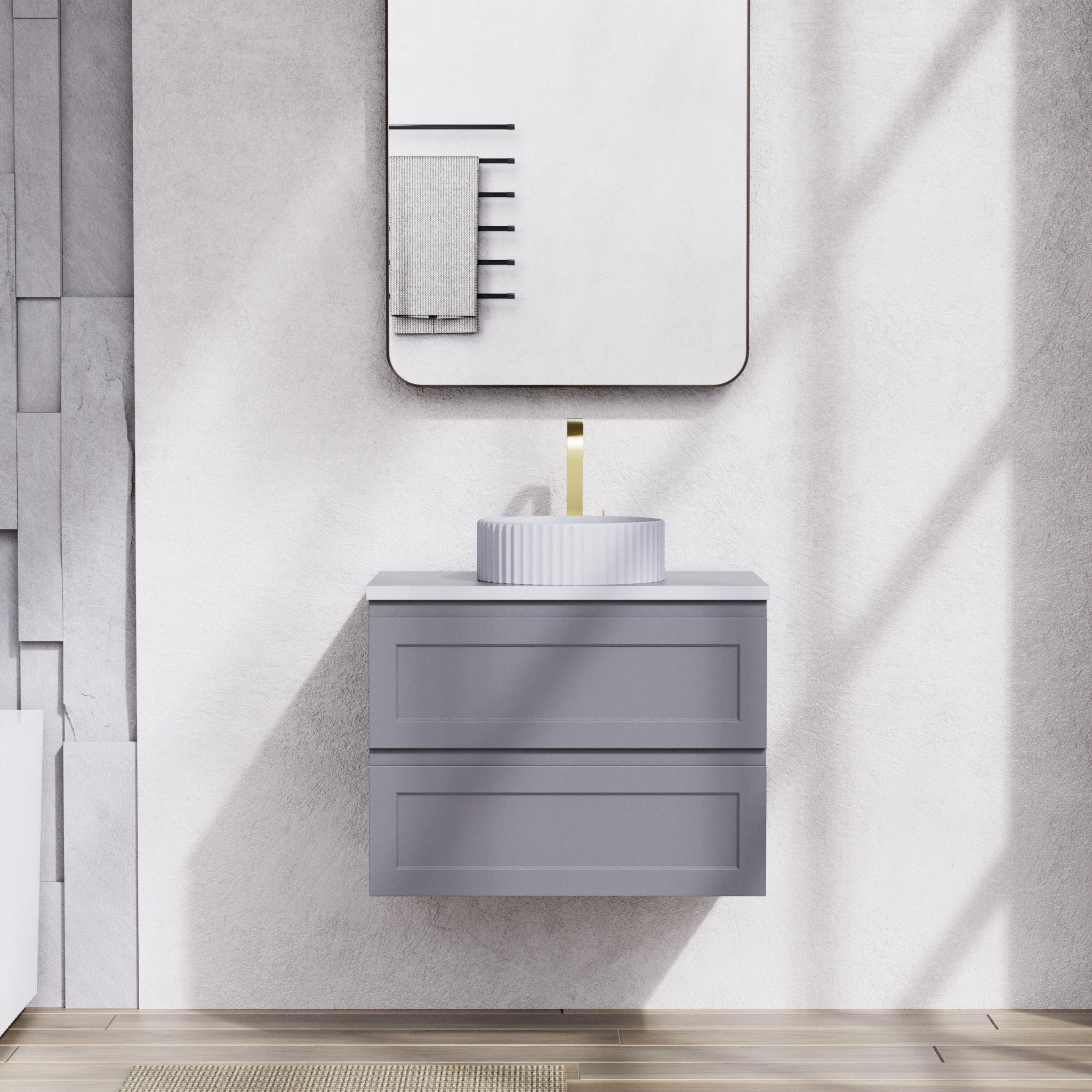 CETO FREMANTLE MATTE GREY 750MM SINGLE BOWL WALL HUNG VANITY