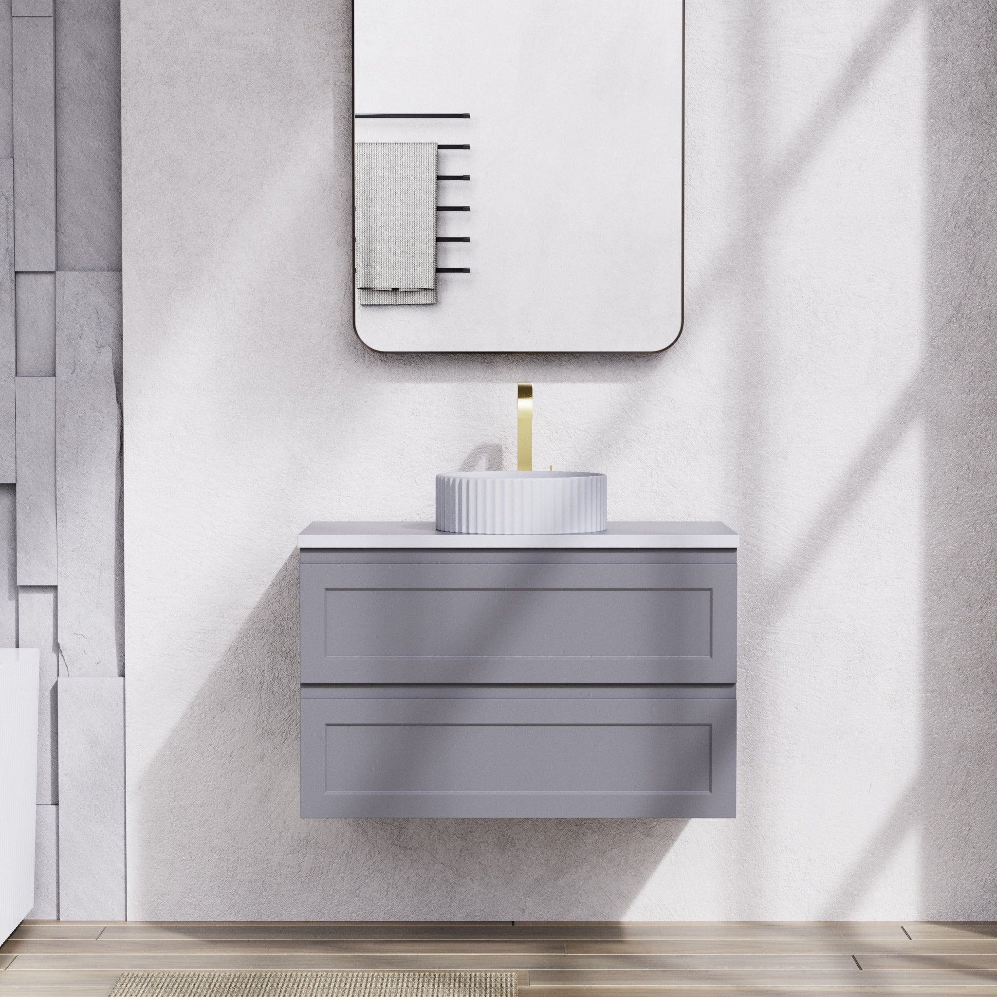 CETO FREMANTLE MATTE GREY 900MM SINGLE BOWL WALL HUNG VANITY