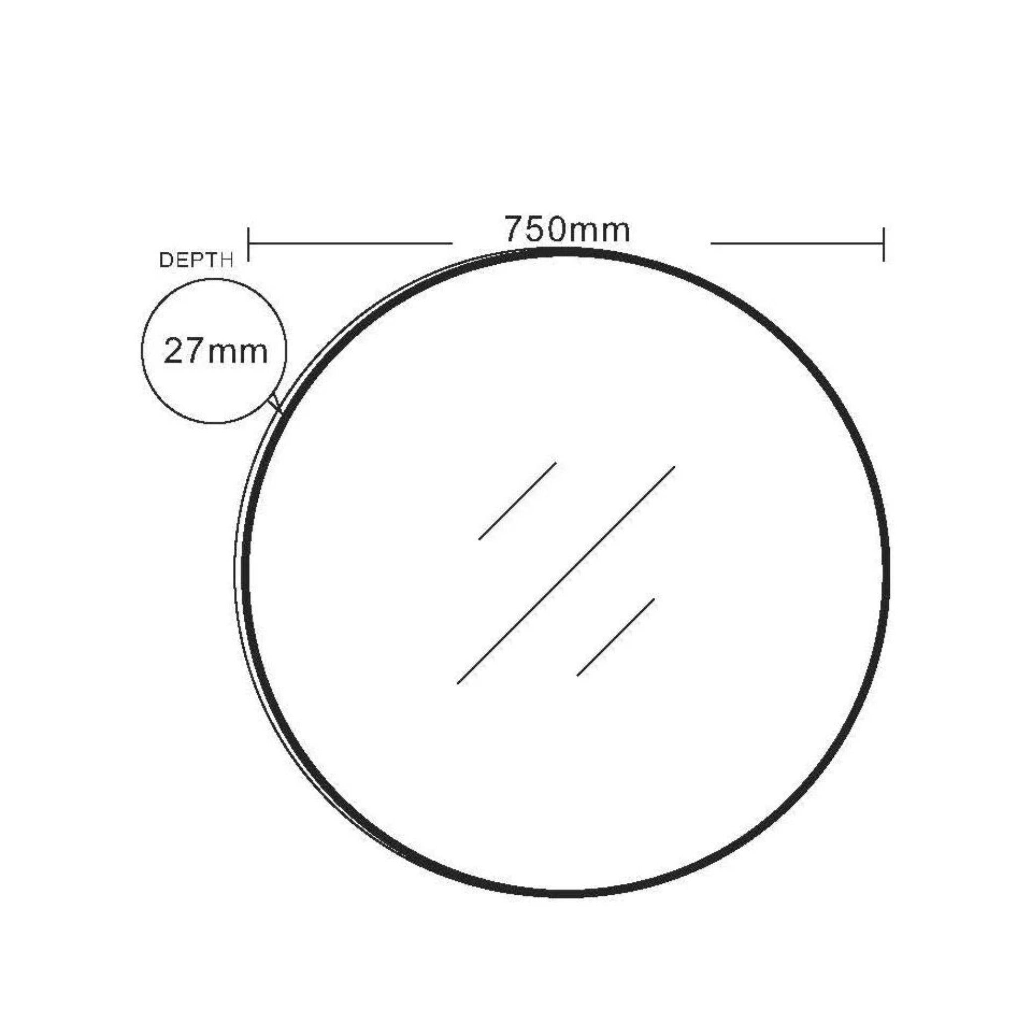 MERCIO ALUMINIUM FRAMED ROUND MIRROR BRUSHED GOLD 750X750MM