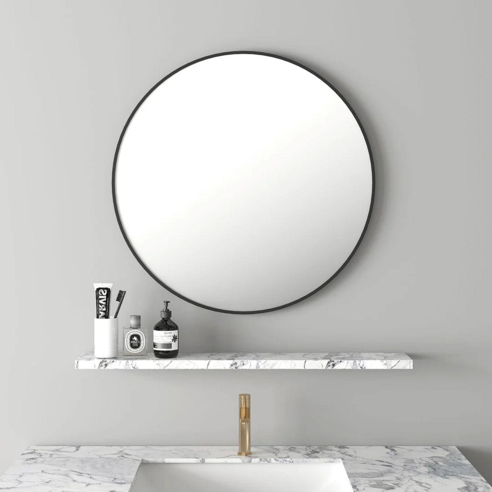 MERCIO ALUMINIUM FRAMED ROUND MIRROR MATTE BLACK 900X900MM