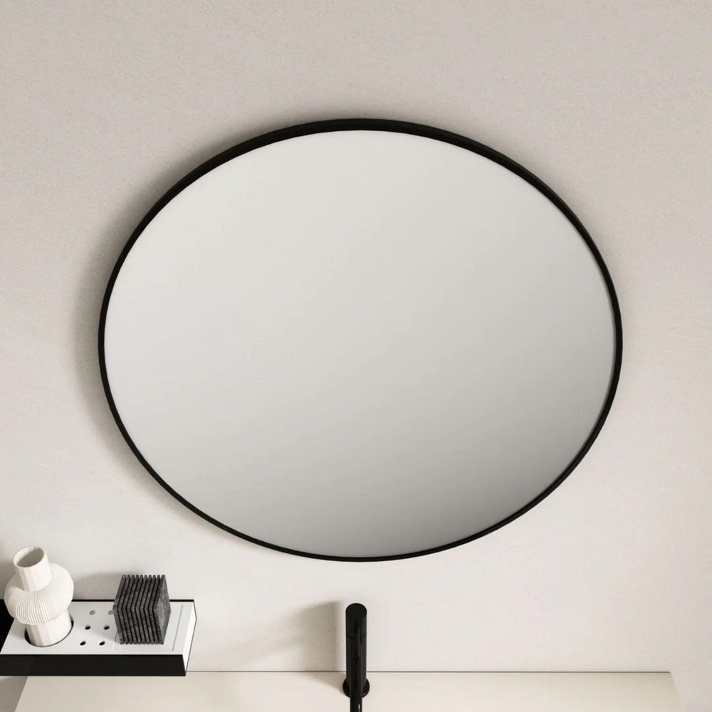 MERCIO ALUMINIUM FRAMED ROUND MIRROR MATTE BLACK 900X900MM
