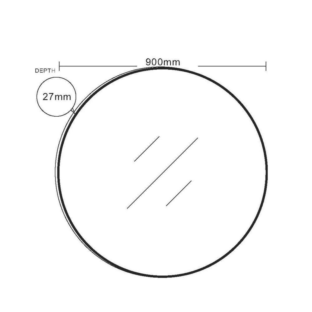 MERCIO ALUMINIUM FRAMED ROUND MIRROR MATTE BLACK 900X900MM