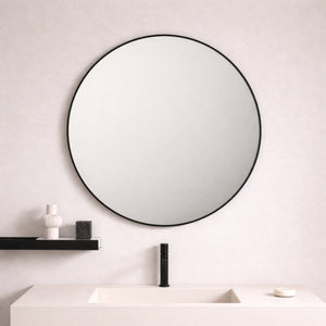 MERCIO ALUMINIUM FRAMED ROUND MIRROR MATTE BLACK 900X900MM