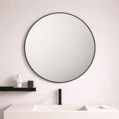 MERCIO ALUMINIUM FRAMED ROUND MIRROR MATTE BLACK 900X900MM