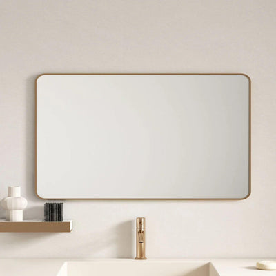 MERCIO ALUMINIUM FRAMED RECTANGULAR MIRROR BRUSHED GOLD 1200X750MM