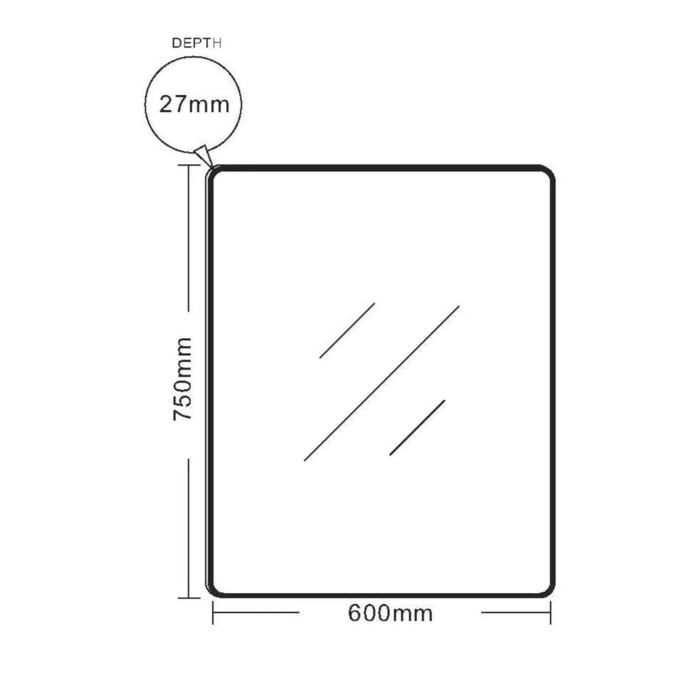 MERCIO ALUMINIUM FRAMED RECTANGULAR MIRROR BRUSHED GOLD 600X750MM