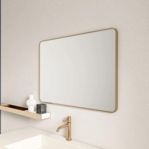 MERCIO ALUMINIUM FRAMED RECTANGULAR MIRROR BRUSHED GOLD 900X750MM