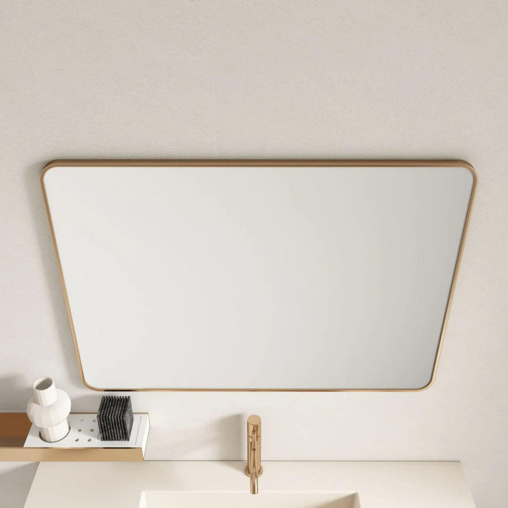MERCIO ALUMINIUM FRAMED RECTANGULAR MIRROR BRUSHED GOLD 900X750MM