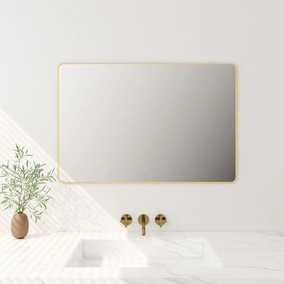 MERCIO ALUMINIUM FRAMED RECTANGULAR MIRROR BRUSHED GOLD 900X750MM
