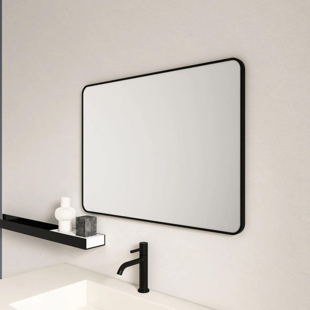 MERCIO ALUMINIUM FRAMED RECTANGULAR MIRROR MATTE BLACK 900X750MM