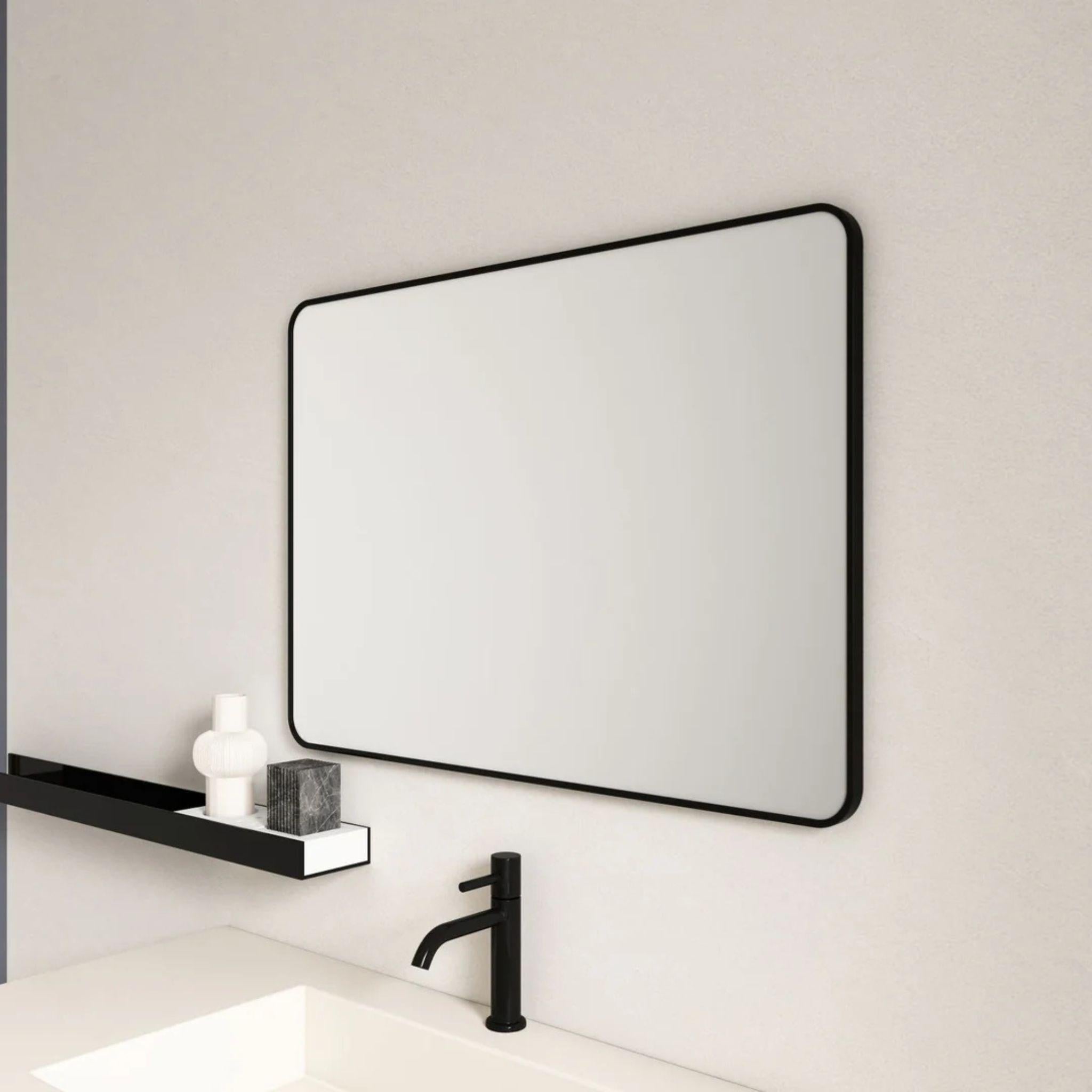 MERCIO ALUMINIUM FRAMED RECTANGULAR MIRROR MATTE BLACK 900X750MM